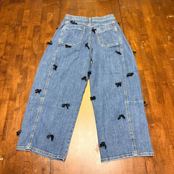 Anthropologie Pilcro The Kenna Mid-Rise Heritage Barrel Jeans Black Bows Size 29 - Picture 9 of 11
